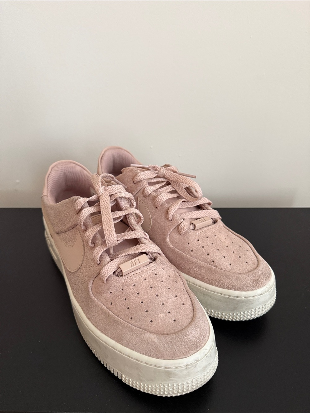 Nike Women's Blush Pink Suede Platform Sneakers - Picture 2 of 3